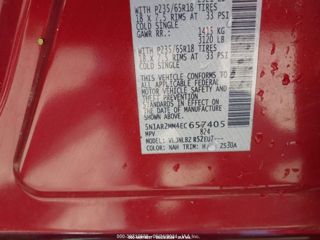 45974057 :رقم المزاد ، 5N1AR2MM4EC657405 vin ، 2014 Nissan Pathfinder S مزاد بيع