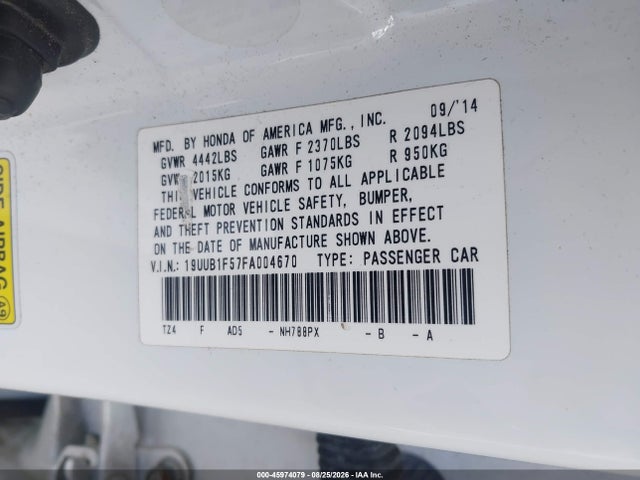 Aukcja sprzedaży 2015 Acura Tlx Tech, vin: 19UUB1F57FA004670, numer aukcji: 45974079