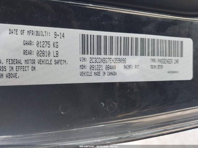 Продажа на аукционе авто 2014 Dodge Charger Se, vin: 2C3CDXBG7EH359096, номер лота: 45974167