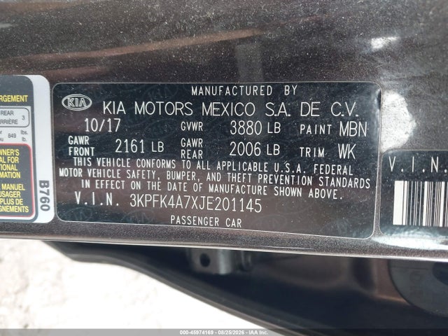 Aukcja sprzedaży 2018 Kia Forte Lx, vin: 3KPFK4A7XJE201145, numer aukcji: 45974169