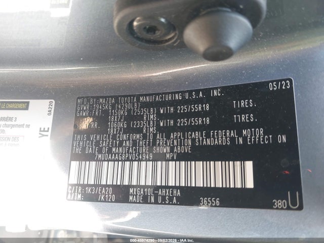 45974290 :رقم المزاد ، 7MUDAAAG8PV054949 vin ، 2023 Toyota Corolla Cross Xle مزاد بيع