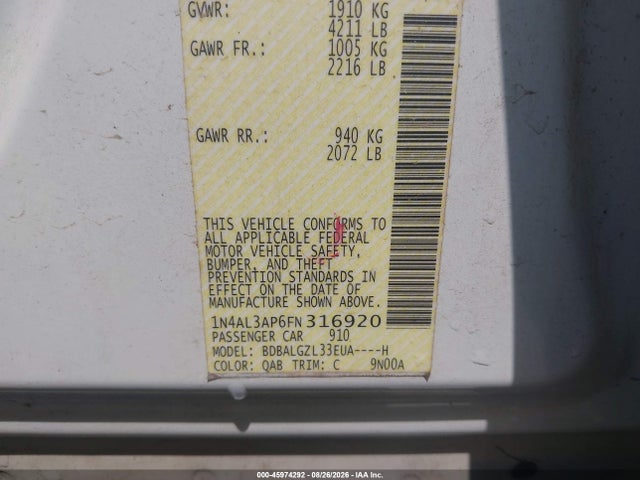 Nissan Altima 2.5 S 2015 1N4AL3AP6FN316920 Image 9