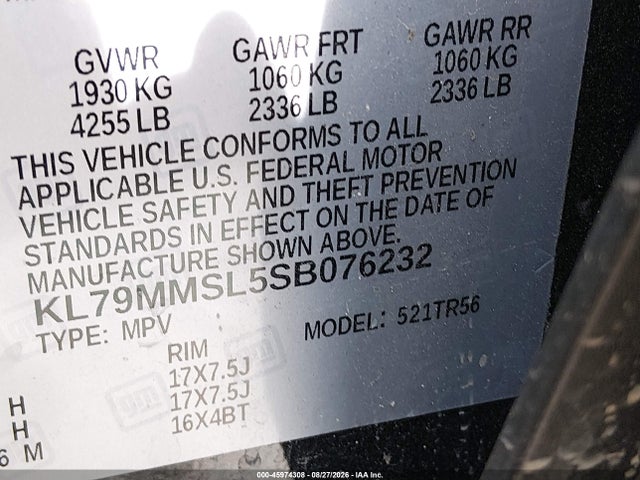 Продаж на аукціоні авто 2025 Chevrolet Trailblazer Fwd Ls, vin: KL79MMSL5SB076232, номер лоту: 45974308