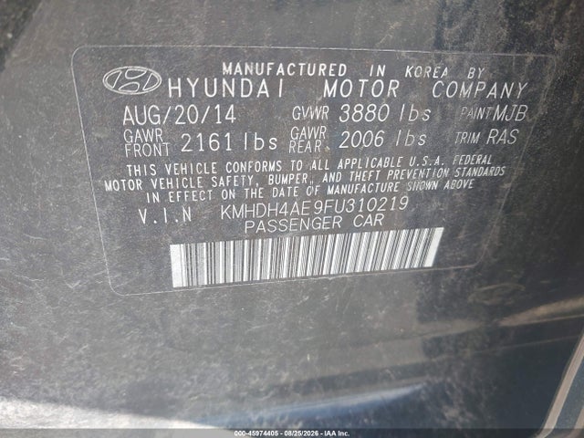 Hyundai ELANTRA SE 2015 KMHDH4AE9FU310219 Image 9