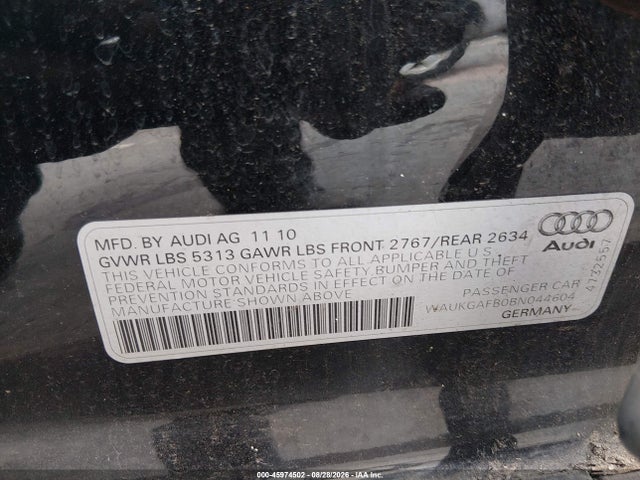 45974502 :رقم المزاد ، WAUKGAFB0BN044604 vin ، 2011 Audi A6 3.0 Premium مزاد بيع