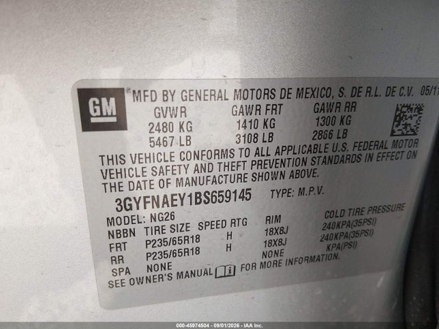 Aukcja sprzedaży 2011 Cadillac Srx Luxury Collection, vin: 3GYFNAEY1BS659145, numer aukcji: 45974504