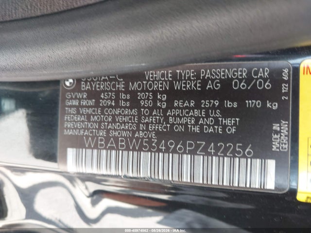 Aukcja sprzedaży 2006 Bmw 330ci, vin: WBABW53496PZ42256, numer aukcji: 45974562