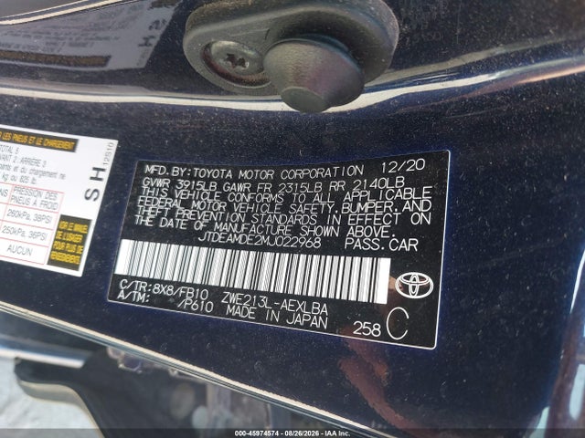 Toyota Corolla Hybrid Le 2021 JTDEAMDE2MJ022968 Image 9