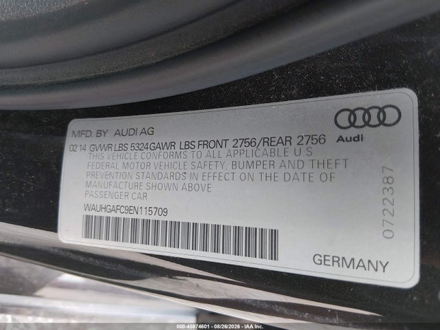 2014 Audi A6 3.0t Premium Plus მანქანა იყიდება აუქციონზე, vin: WAUHGAFC9EN115709, აუქციონის ნომერი: 45974601