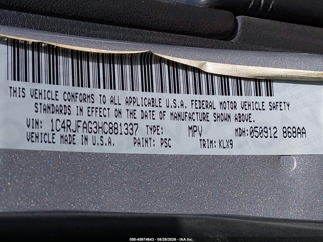 1C4RJFAG3HC881337 Jeep Grand Cherokee Altitude 4x4