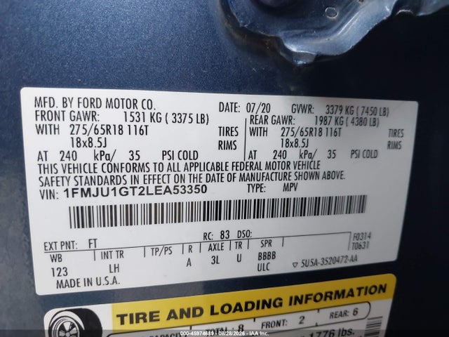 Ford Expedition Xl 2020 1FMJU1GT2LEA53350 Image 9