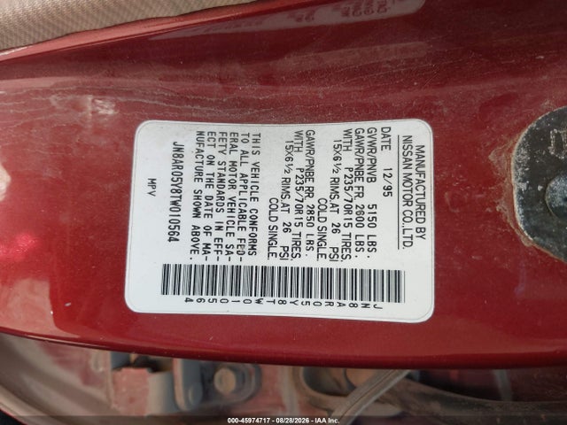 Aukcja sprzedaży 1996 Nissan Pathfinder Le/se/xe, vin: JN8AR05Y8TW010564, numer aukcji: 45974717