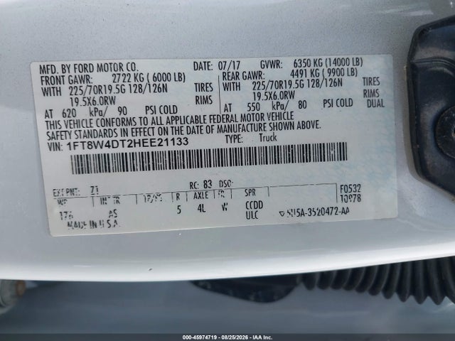 2017 Ford F-450 Xl მანქანა იყიდება აუქციონზე, vin: 1FT8W4DT2HEE21133, აუქციონის ნომერი: 45974719