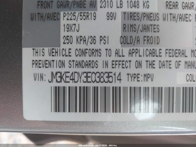 Продаж на аукціоні авто 2014 Mazda Cx-5 Grand Touring, vin: JM3KE4DY3E0383514, номер лоту: 45974738
