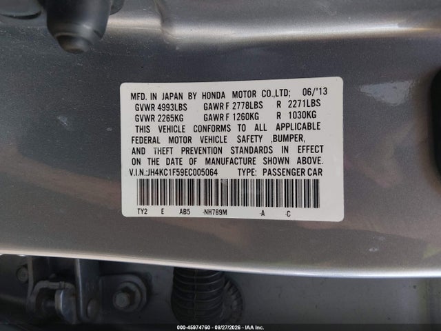 2014 Acura Rlx მანქანა იყიდება აუქციონზე, vin: JH4KC1F59EC005064, აუქციონის ნომერი: 45974760
