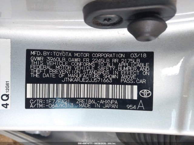 Toyota COROLLA IM 2018 JTNKARJE2JJ571663 Image 9