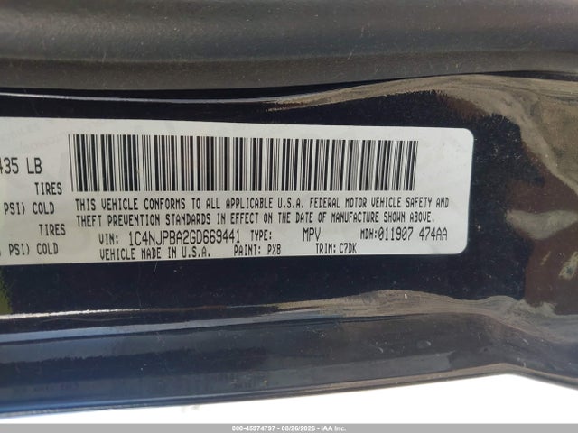 Продажа на аукционе авто 2016 Jeep Patriot Sport, vin: 1C4NJPBA2GD669441, номер лота: 45974797