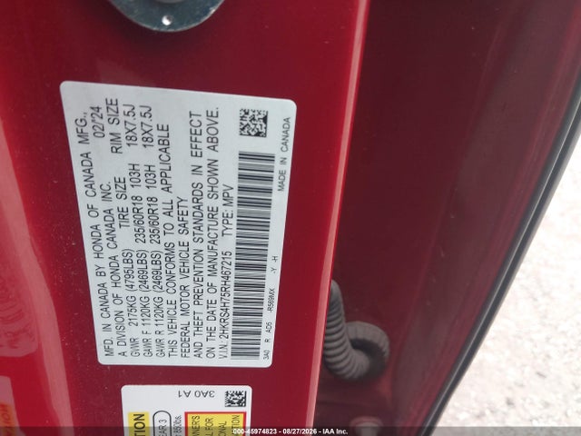 Honda Cr-v Ex-l Awd 2024 2HKRS4H75RH467215 Image 9