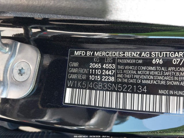 Продаж на аукціоні авто 2025 Mercedes-benz Cla 250 Coupe, vin: W1K5J4GB3SN522134, номер лоту: 45974834