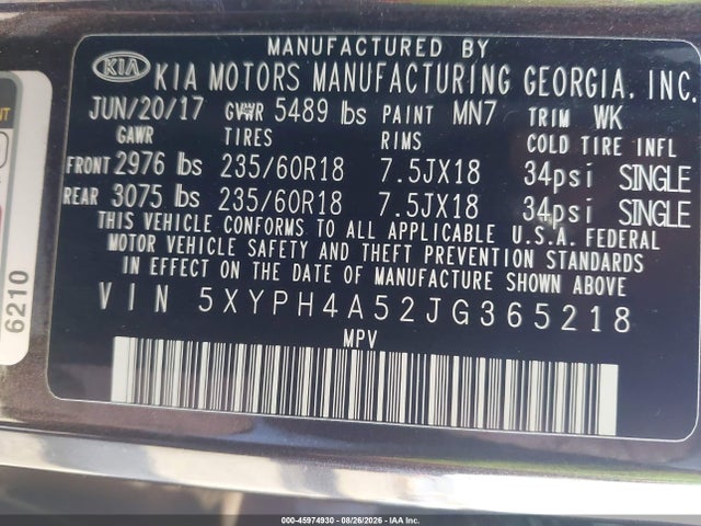 KIA Sorento 3.3l Ex 2018 5XYPH4A52JG365218 Image 9