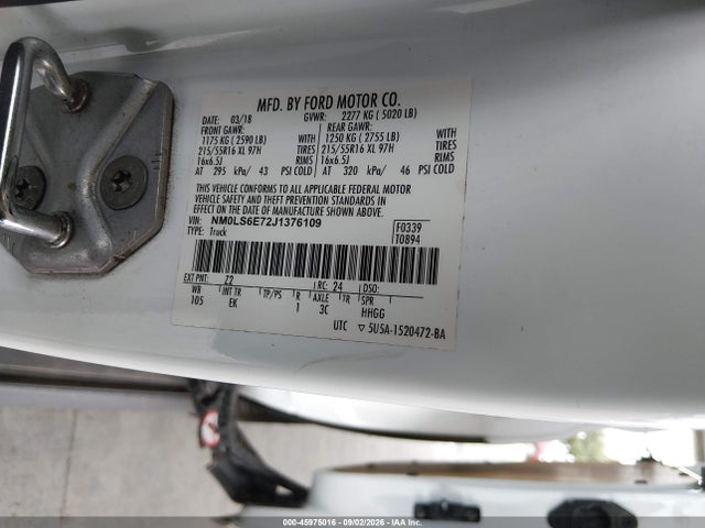 Продажа на аукционе авто 2018 Ford Transit Connect Xl, vin: NM0LS6E72J1376109, номер лота: 45975016