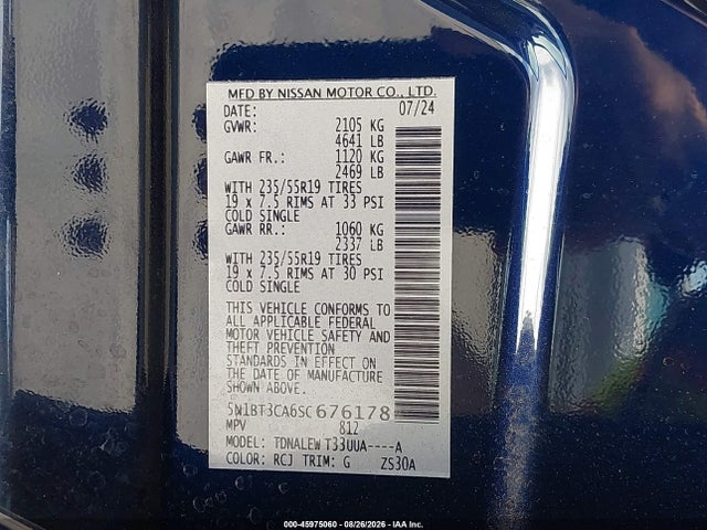 Продаж на аукціоні авто 2025 Nissan Rogue Sl Fwd, vin: 5N1BT3CA6SC676178, номер лоту: 45975060