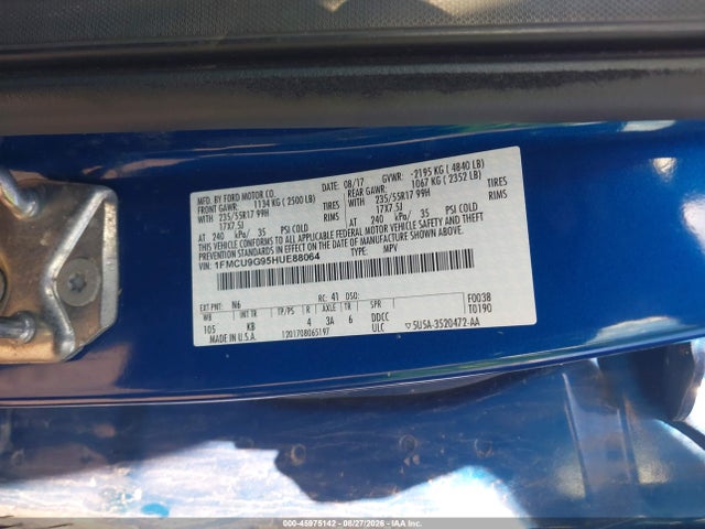 45975142 :رقم المزاد ، 1FMCU9G95HUE88064 vin ، 2017 Ford Escape Se مزاد بيع