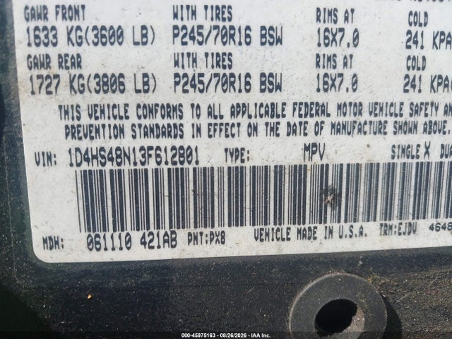 Продаж на аукціоні авто 2003 Dodge Durango Slt, vin: 1D4HS48N13F612801, номер лоту: 45975163