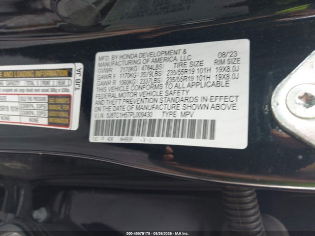 Aukcja sprzedaży 2023 Acura Rdx Technology Package, vin: 5J8TC1H57PL009430, numer aukcji: 45975175