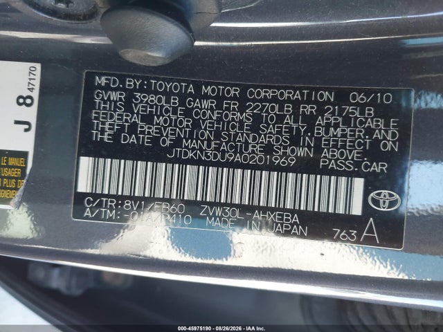 Aukcja sprzedaży 2010 Toyota Prius Ii, vin: JTDKN3DU9A0201969, numer aukcji: 45975190