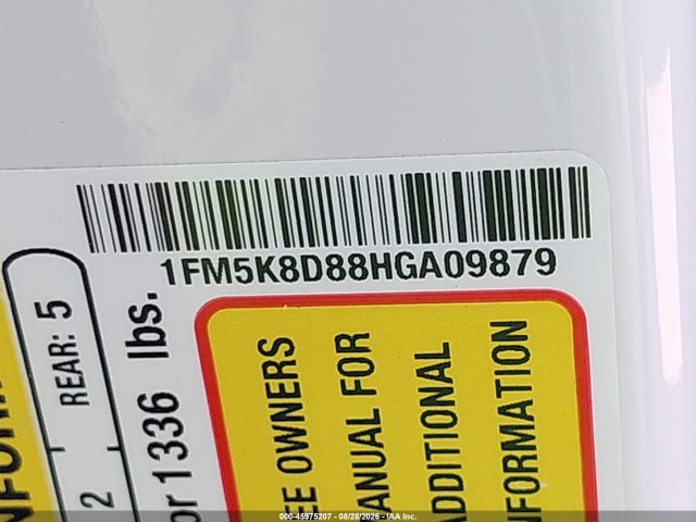 45975207 :رقم المزاد ، 1FM5K8D88HGA09879 vin ، 2017 Ford Explorer Xlt مزاد بيع