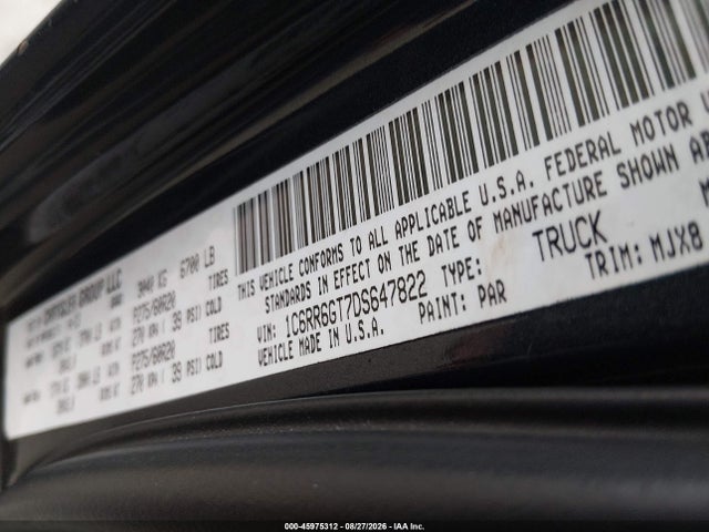 Продаж на аукціоні авто 2013 Ram 1500 Outdoorsman, vin: 1C6RR6GT7DS647822, номер лоту: 45975312