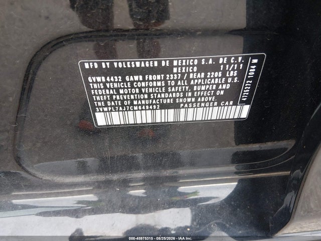 Продажа на аукционе авто 2012 Volkswagen Jetta Sportwagen 2.0l Tdi, vin: 3VWPL7AJ7CM649492, номер лота: 45975315