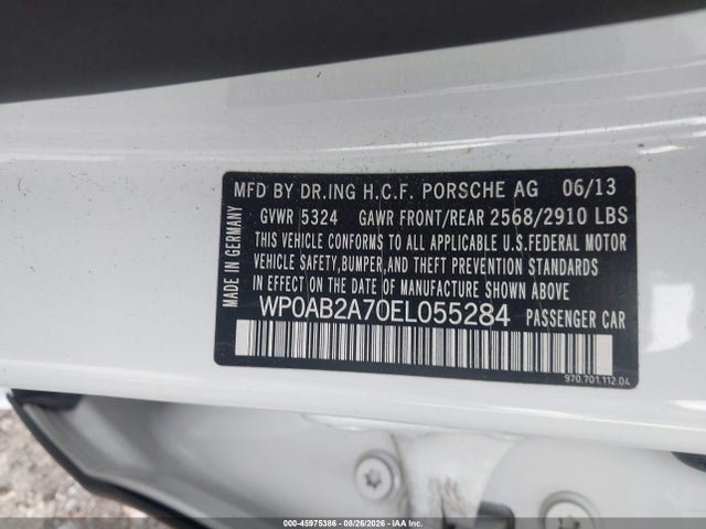 Aukcja sprzedaży 2014 Porsche Panamera S, vin: WP0AB2A70EL055284, numer aukcji: 45975386