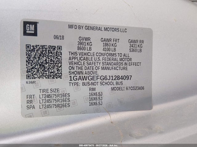1GAWGEFG6J1284097 Chevrolet Express 2500 Ls