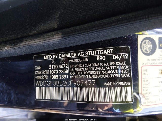 Aukcja sprzedaży 2012 Mercedes-benz C 300 Luxury 4matic/sport 4matic, vin: WDDGF8BB2CF907477, numer aukcji: 45975511