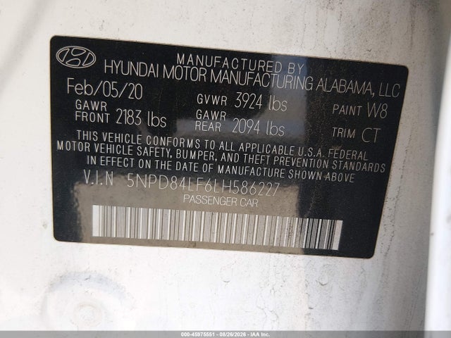 5NPD84LF6LH586227 Hyundai ELANTRA SEL