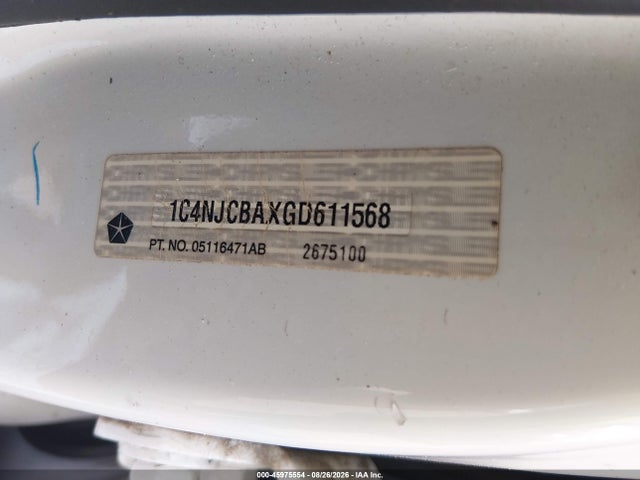 45975554 :رقم المزاد ، 1C4NJCBAXGD611568 vin ، 2016 Jeep Compass Sport مزاد بيع