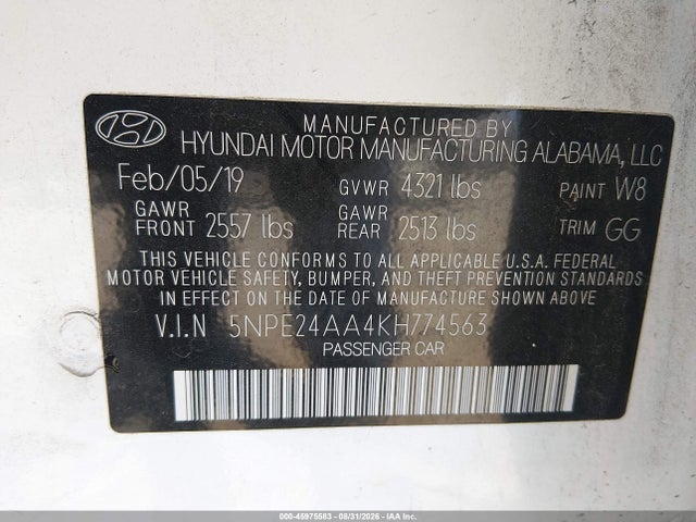 Hyundai SONATA ECO 2019 5NPE24AA4KH774563 Image 9