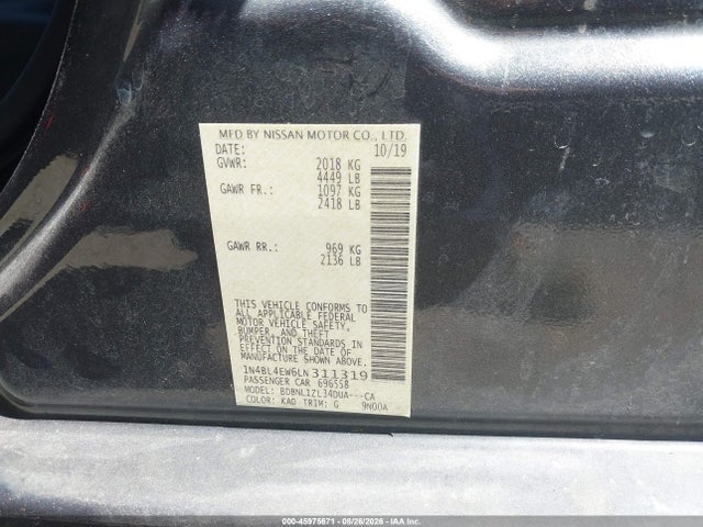 Nissan Altima Sl Intelligent Awd 2020 1N4BL4EW6LN311319 Image 9