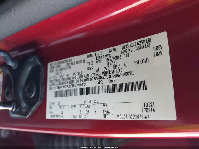 Ford F-150 Xlt 2015 1FTEW1CPXFKE79978 Image 9