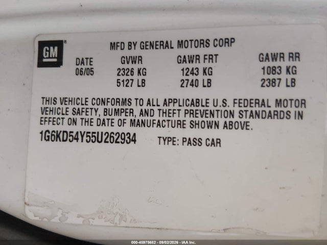 Продажа на аукционе авто 2005 Cadillac Deville Livery, vin: 1G6KD54Y55U262934, номер лота: 45975682