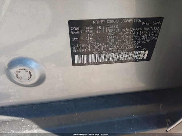 Продаж на аукціоні авто 2022 Subaru Outback, vin: 4S4BTAAC6N3102693, номер лоту: 45975696
