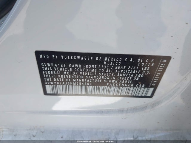 3VW2B7AJ3HM254861 Volkswagen Jetta 1.4t S