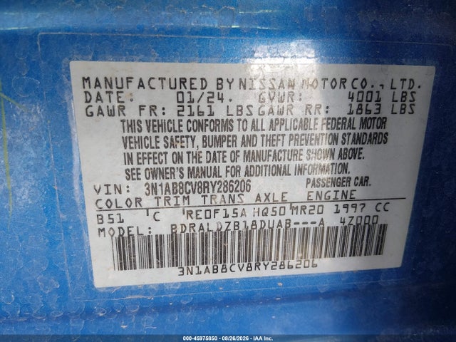 3N1AB8CV8RY286206 Nissan Sentra Sv Xtronic Cvt