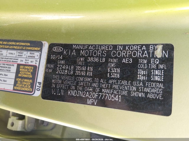 KIA Soul 2015 KNDJN2A20F7770541 Image 9