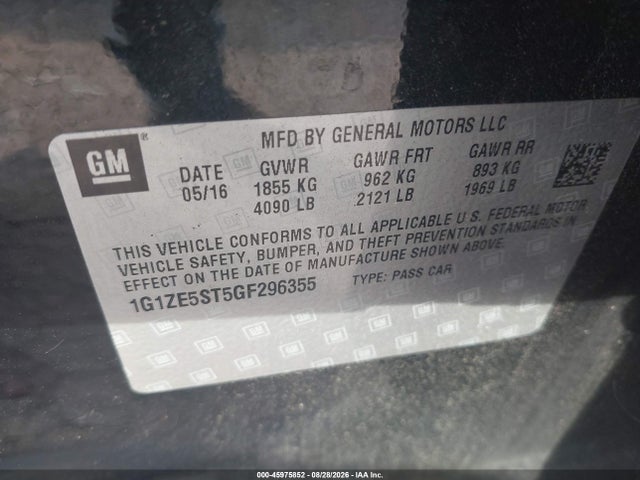 Aukcja sprzedaży 2016 Chevrolet Malibu 1lt, vin: 1G1ZE5ST5GF296355, numer aukcji: 45975852