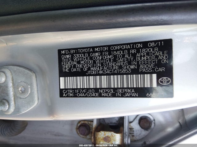 Продажа на аукционе авто 2012 Toyota Yaris, vin: JTDBT4K34C1415853, номер лота: 45975911