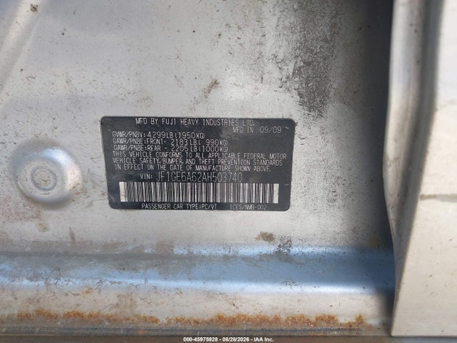 2010 Subaru Impreza 2.5i მანქანა იყიდება აუქციონზე, vin: JF1GE6A62AH503740, აუქციონის ნომერი: 45975928