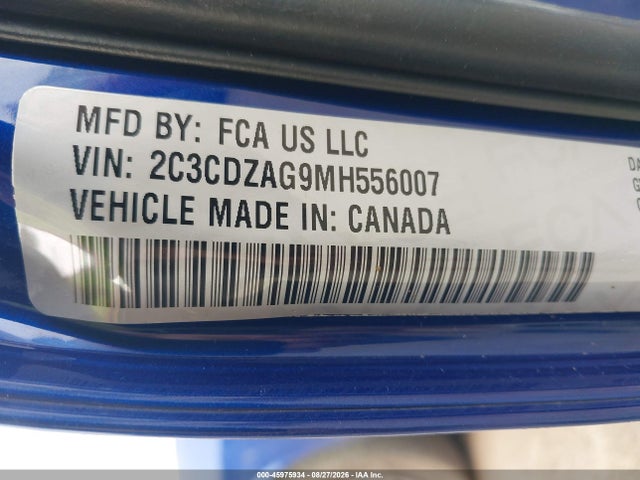 Dodge Challenger Sxt 2021 2C3CDZAG9MH556007 Image 9
